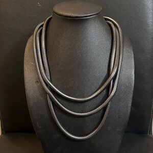 Triple Layer Black Coil Necklace